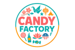 cree un logo du nom CANDY FACTORY qui vend des boissons et confiserie du japon,chine, thailand, americain, 